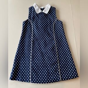 Girl’s Size 4T Janie and Jack Navy Dot Dot Dress w/white collar. So cute!